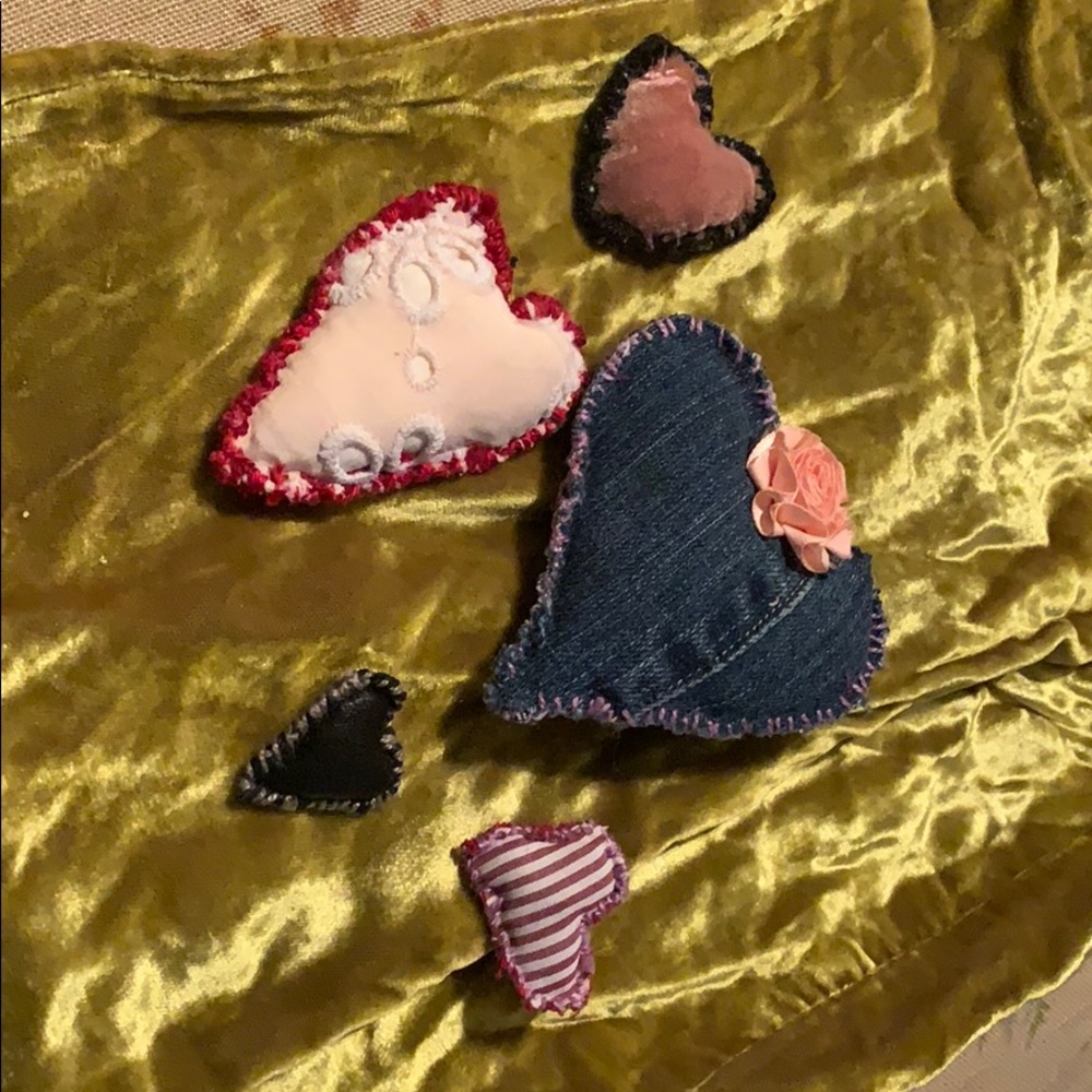 Hand Sewn Folk Art Hearts